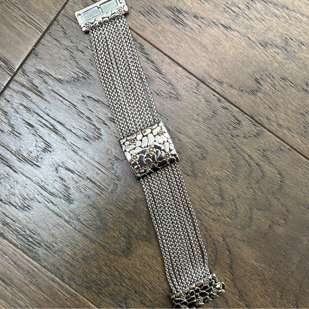 Silver & Gold Plated 10 Strand Box Chain Bracelet 7.75" EUC - Picture 3 of 5